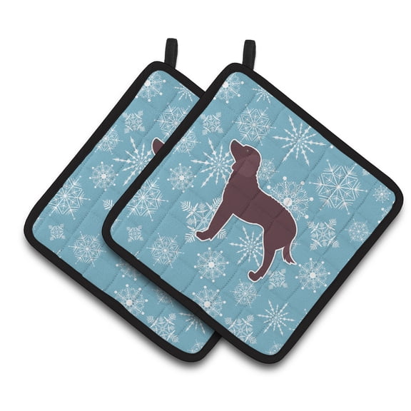 Carolines Treasures BB3501PTHD Winter Snowflake Water Spaniel Pair of Pot Holders 7.5HX7.5W multicolor