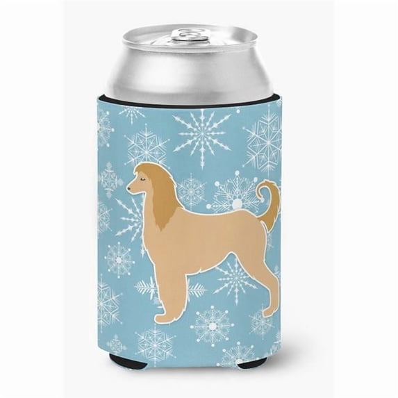Caroline's Treasures BB3506CC Winter Snowflake Afghan Hound Can or Bottle Hugger, Can Hugger, multicolor