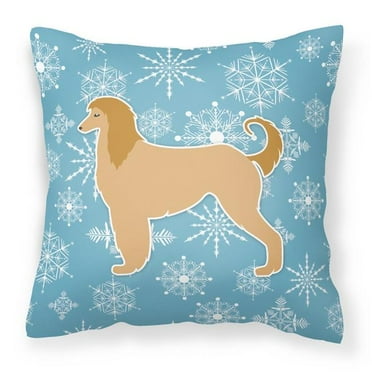 Carolines Treasures BB3506PW1818 Winter Snowflake Afghan Hound Fabric Decorative Pillow