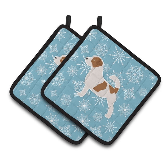 Carolines Treasures BB3507PTHD Winter Snowflake Jack Russell Terrier Pair of Pot Holders , 7.5HX7.5W, multicolor