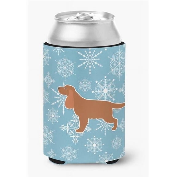 Caroline's Treasures BB3512CC Winter Snowflake English Cocker Spaniel Can or Bottle Hugger, Can Hugger, multicolor