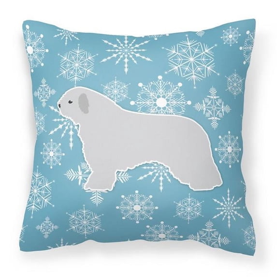Carolines Treasures BB3515PW1818 Winter Snowflake Spanish Water Dog Fabric Decorative Pillow