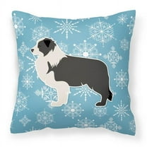 Carolines Treasures BB3523PW1818 Winter Snowflake Black Border Collie Fabric Decorative Pillow