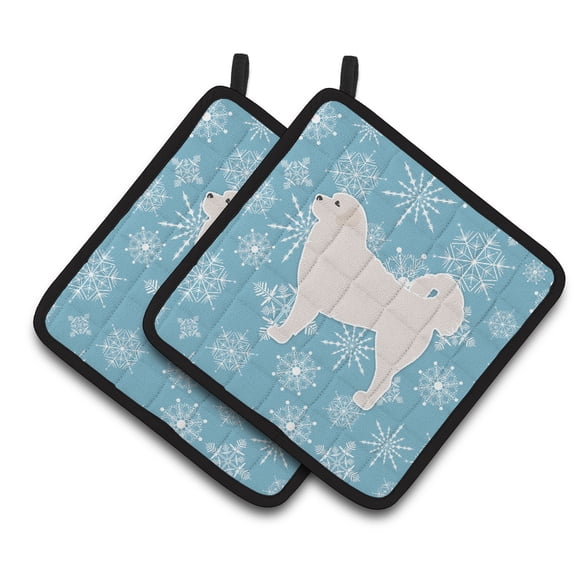 Carolines Treasures BB3527PTHD Winter Snowflake Polish Tatra Sheepdog Pair of Pot Holders 7.5HX7.5W multicolor