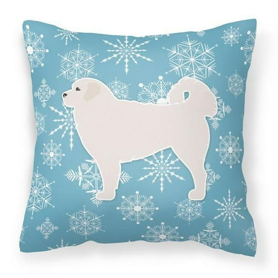 Caroline's Treasures BB3527PW1414 Winter Snowflake Polish Tatra Sheepdog Fabric Decorative Pillow , 14Hx14W, multicolor
