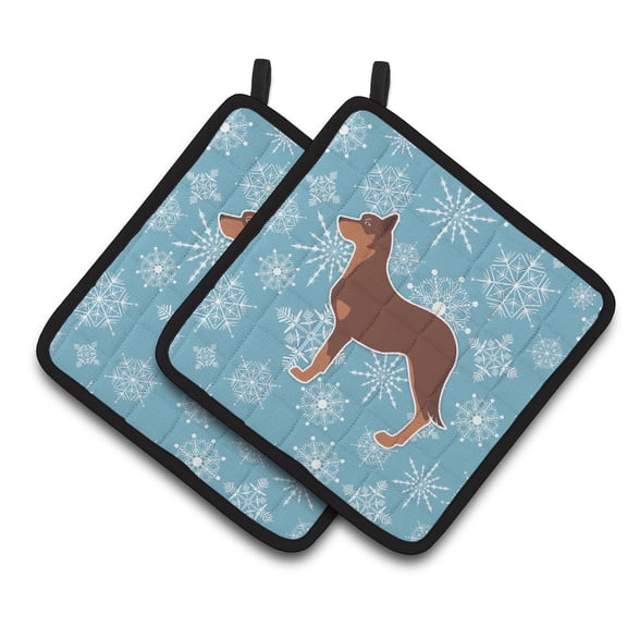 Carolines Treasures BB3529PTHD Winter Snowflake Australian Kelpie Dog Pair of Pot Holders , 7.5HX7.5W, multicolor