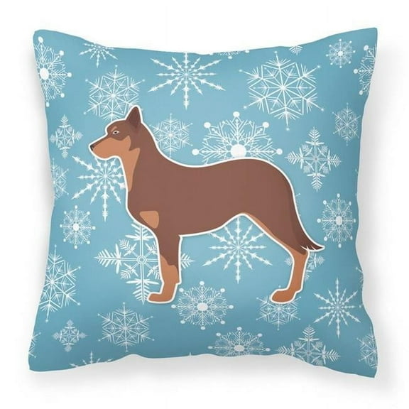 Caroline's Treasures BB3529PW1414 Winter Snowflake Australian Kelpie Dog Fabric Decorative Pillow , 14Hx14W, multicolor