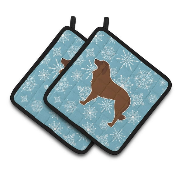 Carolines Treasures BB3531PTHD Winter Snowflake Portuguese Sheepdog Dog Pair of Pot Holders , 7.5HX7.5W, multicolor
