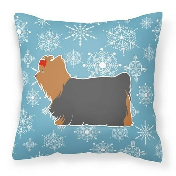 Carolines Treasures BB3534PW1818 Winter Snowflake Yorkshire Terrier Yorkie Fabric Decorative Pillow