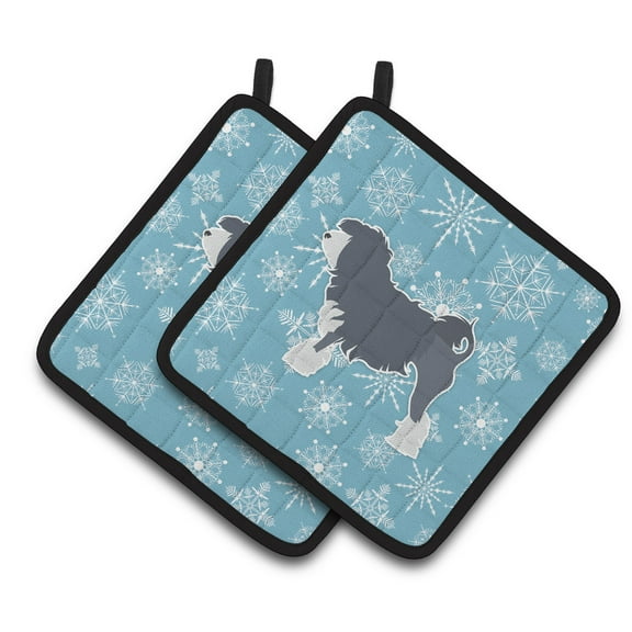 Carolines Treasures BB3535PTHD Winter Snowflake Lowchen Pair of Pot Holders , 7.5HX7.5W, multicolor