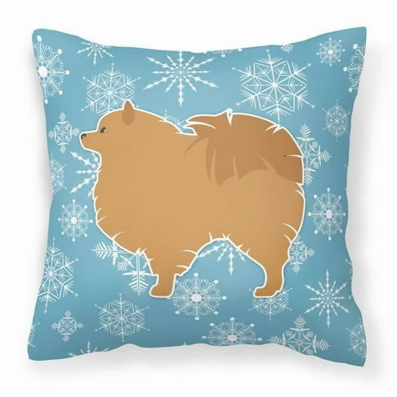 Caroline's Treasures BB3542PW1414 Winter Snowflake Pomeranian Fabric Decorative Pillow , 14Hx14W, multicolor