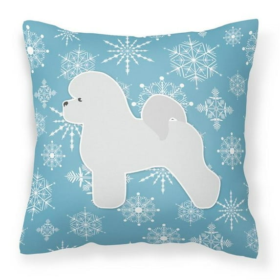 Carolines Treasures BB3545PW1818 Winter Snowflake Bichon Frise Fabric Decorative Pillow