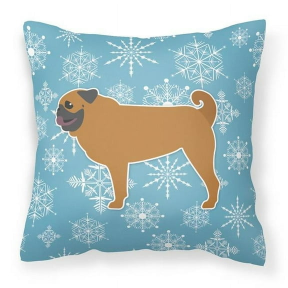 Carolines Treasures BB3547PW1818 Winter Snowflake Pug Fabric Decorative Pillow