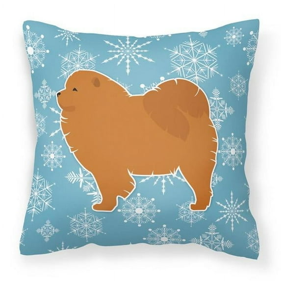 Carolines Treasures BB3551PW1818 Winter Snowflake Chow Chow Fabric Decorative Pillow