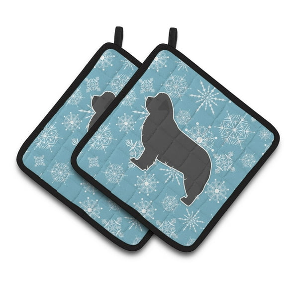 Carolines Treasures BB3564PTHD Winter Snowflake Newfoundland Pair of Pot Holders , 7.5HX7.5W, multicolor
