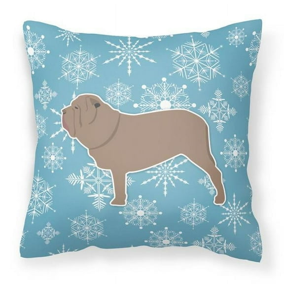 Carolines Treasures BB3565PW1818 Winter Snowflake Neapolitan Mastiff Fabric Decorative Pillow