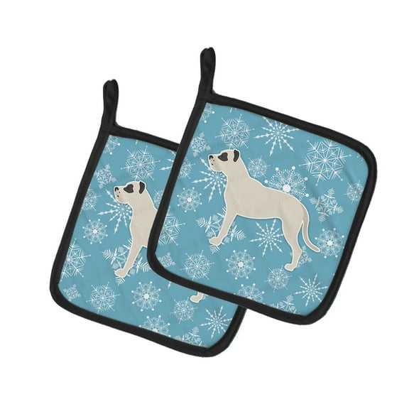 Carolines Treasures BB3567PTHD Winter Snowflake Dogo Argentino Pair of Pot Holders 7.5HX7.5W multicolor