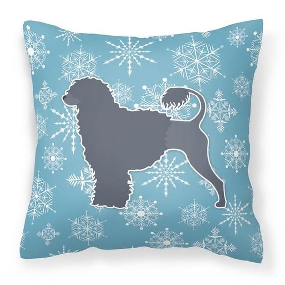 Carolines Treasures BB3568PW1818 Winter Snowflake Portuguese Water Dog Fabric Decorative Pillow