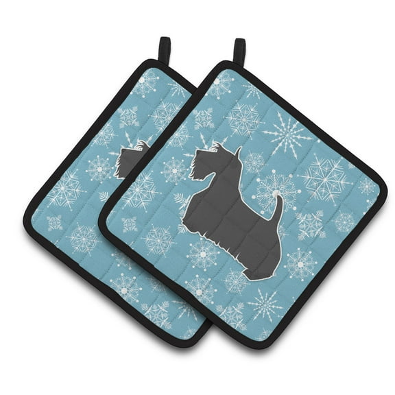 Carolines Treasures BB3569PTHD Winter Snowflake Scottish Terrier Pair of Pot Holders , 7.5HX7.5W, multicolor