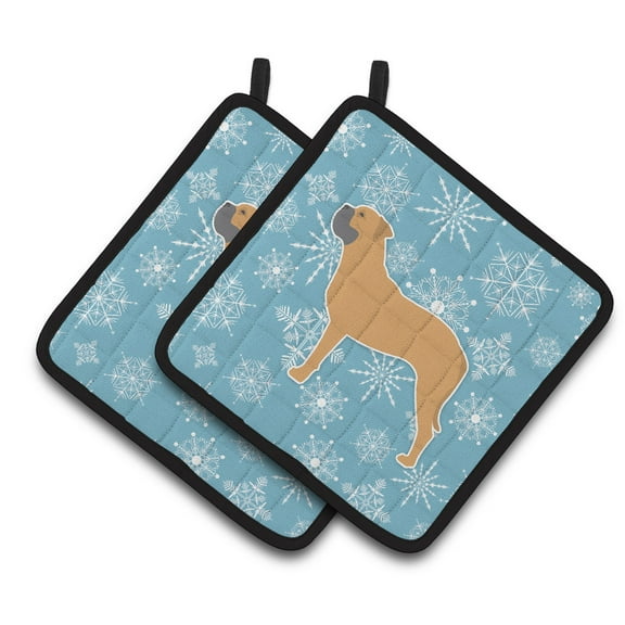 Carolines Treasures BB3571PTHD Winter Snowflake Bullmastiff Pair of Pot Holders , 7.5HX7.5W, multicolor