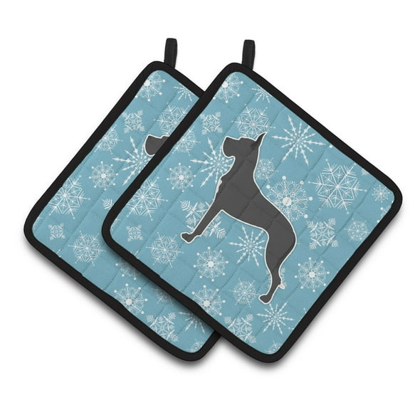 Carolines Treasures BB3575PTHD Winter Snowflake Great Dane Pair of Pot Holders 7.5HX7.5W multicolor