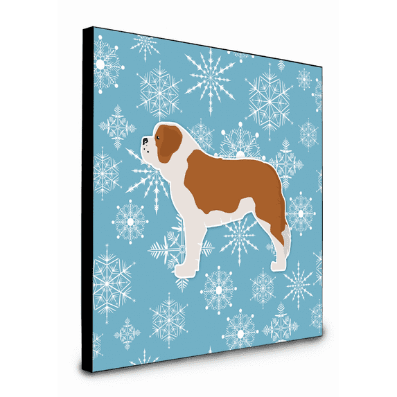 Carolines Treasures BB3576UP88 8 x 8 x 0.625 in. Winter Snowflake Saint Bernard Artwork Panel Wall Decor