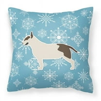 Caroline's Treasures BB3578PW1414 Winter Snowflake Bull Terrier Fabric Decorative Pillow , 14Hx14W, multicolor