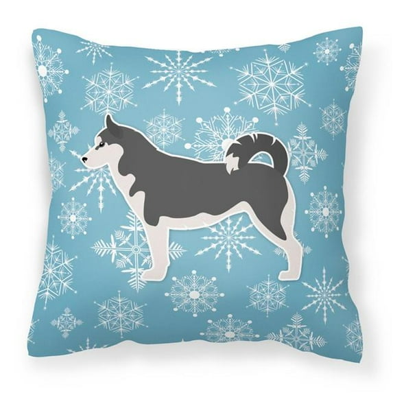 Carolines Treasures BB3580PW1818 Winter Snowflake Siberian Husky Fabric Decorative Pillow