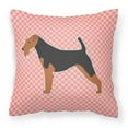 thumbnail image 1 of Carolines Treasures BB3585PW1818 Welsh Terrier Checkerboard Pink Fabric Decorative Pillow, 1 of 5