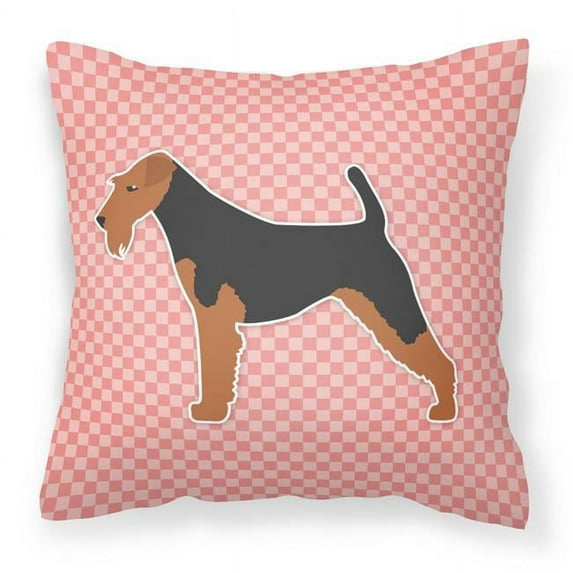 Carolines Treasures BB3585PW1818 Welsh Terrier Checkerboard Pink Fabric Decorative Pillow