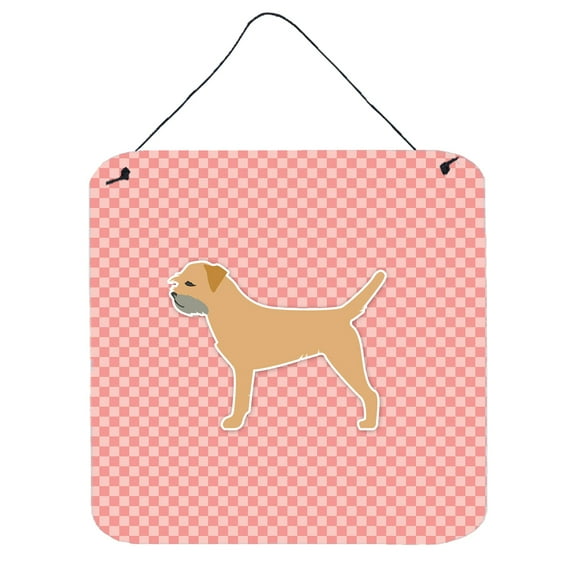 Carolines Treasures BB3589DS66 Border Terrier Checkerboard Pink Wall or Door Hanging Prints