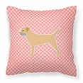 thumbnail image 1 of Carolines Treasures BB3589PW1818 Border Terrier Checkerboard Pink Fabric Decorative Pillow, 1 of 5
