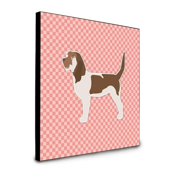 Grand Basset Griffon Vendeen Checkerboard Pink Artwork Wall Panel