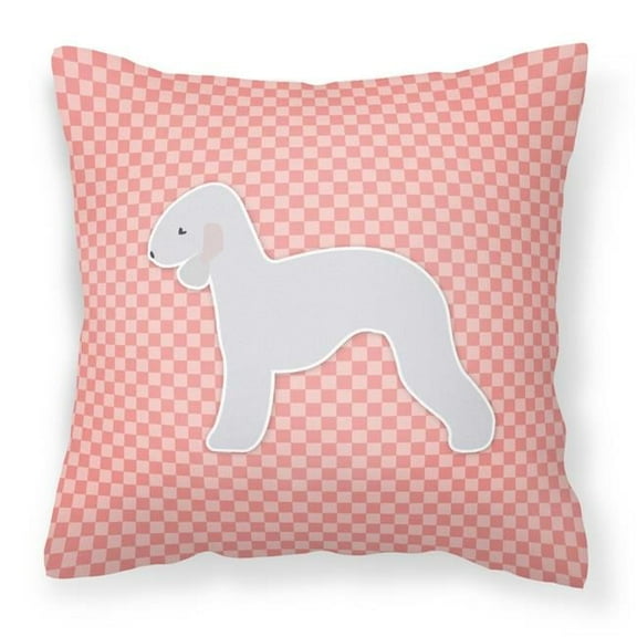 Carolines Treasures BB3594PW1818 Bedlington Terrier Checkerboard Pink Fabric Decorative Pillow