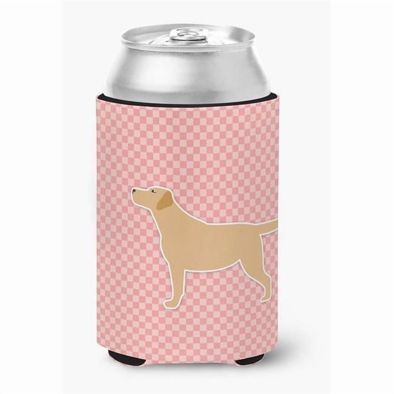 Yellow Labrador Retriever Checkerboard Pink Can Hugger