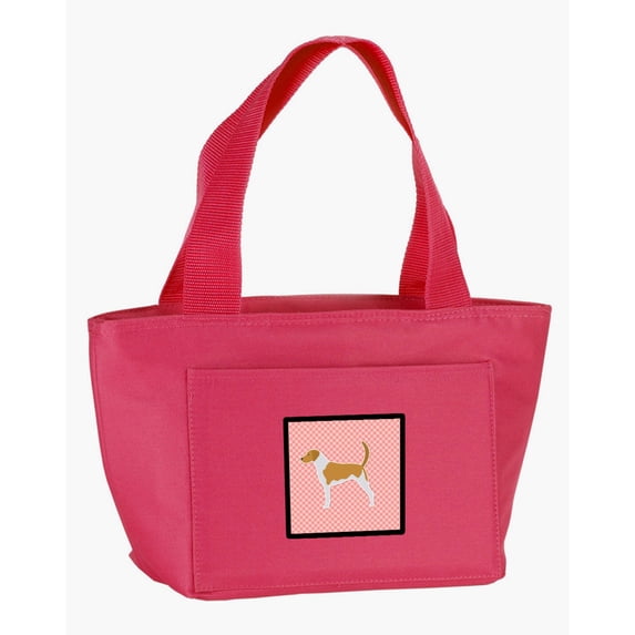 Carolines Treasures BB3598PK-8808 American Foxhound Checkerboard Pink Lunch Bag multicolor