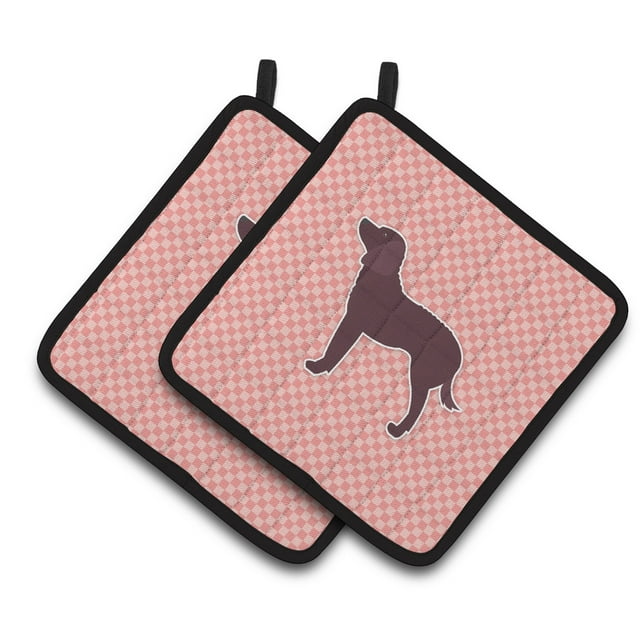 Carolines Treasures BB3601PTHD Water Spaniel Checkerboard Pink Pair of Pot Holders , 7.5HX7.5W, multicolor