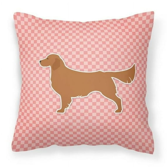 Carolines Treasures BB3604PW1818 Golden Retriever Checkerboard Pink Fabric Decorative Pillow