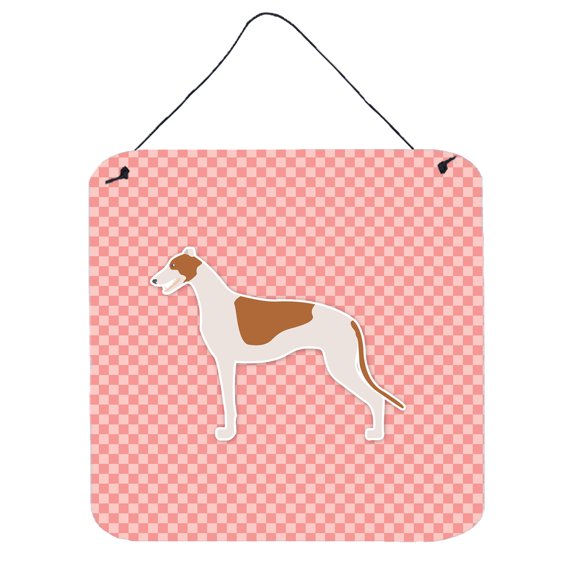 Carolines Treasures BB3605DS66 Greyhound Checkerboard Pink Wall or Door Hanging Prints
