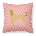 thumbnail image 1 of Afghan Hound Checkerboard Pink Fabric Decorative Pillow BB3606PW1818, 1 of 5