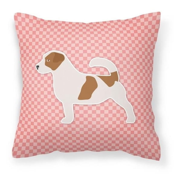 Carolines Treasures BB3607PW1818 Jack Russell Terrier Checkerboard Pink Fabric Decorative Pillow