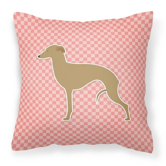 Carolines Treasures BB3614PW1414 Italian Greyhound Checkerboard Pink Fabric Decorative Pillow