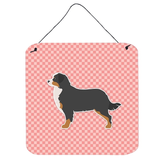 Carolines Treasures BB3619DS66 Bernese Mountain Dog Checkerboard Pink Wall or Door Hanging Prints