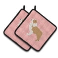thumbnail image 1 of Carolines Treasures BB3622PTHD Red Border Collie Checkerboard Pink Pair of Pot Holders , 7.5HX7.5W, multicolor, 1 of 3
