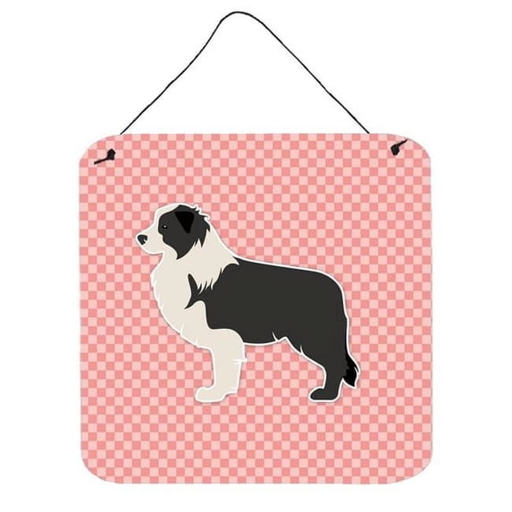 Carolines Treasures BB3623DS66 Black Border Collie Checkerboard Pink Wall or Door Hanging Prints