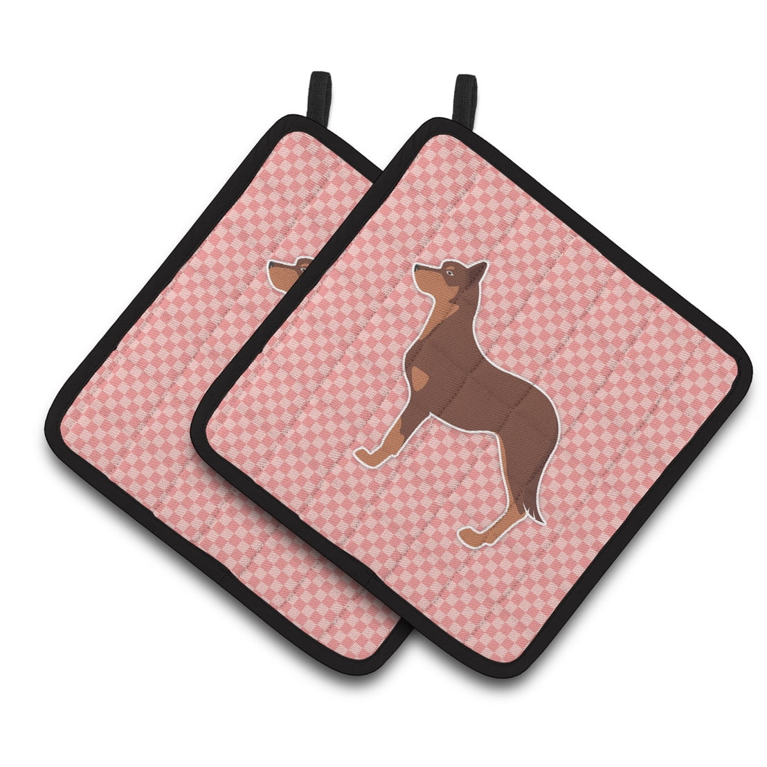Carolines Treasures BB3629PTHD Australian Kelpie Dog Checkerboard Pink Pair of Pot Holders , 7.5HX7.5W, multicolor