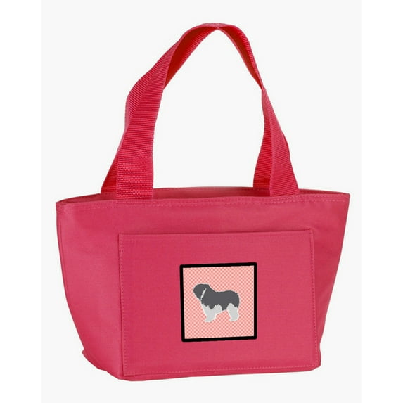Carolines Treasures BB3632PK-8808 Polish Lowland Sheepdog Dog Checkerboard Pink Lunch Bag multicolor