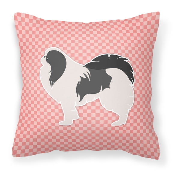 Carolines Treasures BB3637PW1414 Japanese Chin Checkerboard Pink Fabric Decorative Pillow