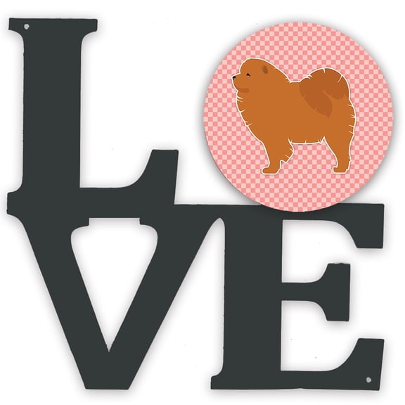 Chow Chow Checkerboard Pink Metal Wall Artwork LOVE