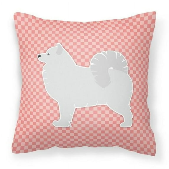 Carolines Treasures BB3659PW1818 Samoyed Checkerboard Pink Fabric Decorative Pillow